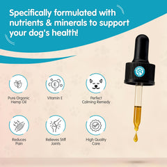 Pawsitive Wanderfound hemp oil pour showing mess-free serving for calmer pets.