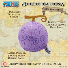 Pawsonify One Piece catnip toy luffy-fruit crinkle texture engages cats