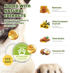 PawSono paw balm application on a paw pad for gentle relief