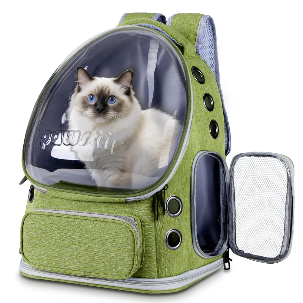 Pawstrip cat backpack with bubble window offers a view to soothe travel-anxious pets.