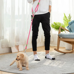 pawstrip reflective crossbody leash in pink for safe night walks