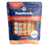 Pawstruck Beef Collagen Sticks packaging close-up, illustrating a long-lasting dental chew for dogs.