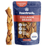 Pawstruck collagen braids 10-13 inch bag for long-lasting dog chews.