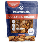 Pawstruck collagen braids bag close-up for long-lasting dog chews.