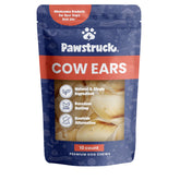 Pawstruck packaging natural jumbo cow ears shows durable packaging for long-lasting chew