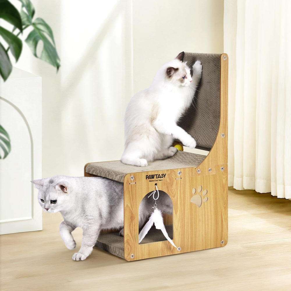 Pawtasy cat-scratcher-pad-front view shows durable cardboard and inviting scratch surface.