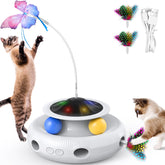 Pawtners 3in1 cat toy butterfly spins to entertain indoor cats and promote playful exercise.