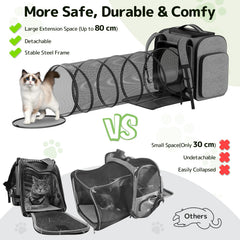 Pawtners cat backpack four-sided breathable mesh windows promote airflow