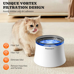 Pawtners cat-friendly drinking area supports comfortable sipping.