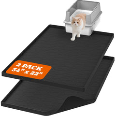 Pawtners cat litter mat large 34x22 covers floors and traps most tracked litter, reducing mess.
