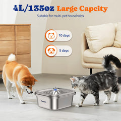Pawtners cat water fountain 4L capacity ensures fewer refills during the day.