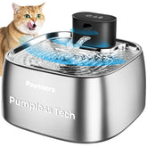 Pawtners cat water fountain stainless front view, durable hydration for daily use.
