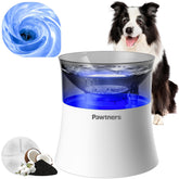 Pawtners dog water fountain setup demonstrates a tidy, spill-free hydration station.