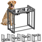Pawtners elevated dog bowl stand with 4-height adjustment for comfortable mealtime fit.