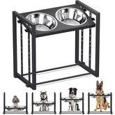 Pawtners elevated dog bowl stand fully assembled for ergonomic feeding height.