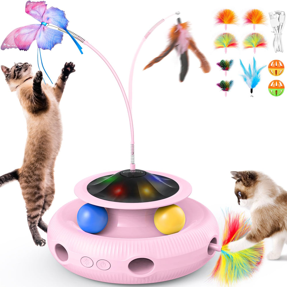Pawtners interactive cat toy butterfly spins to engage indoor cats in playful exercise