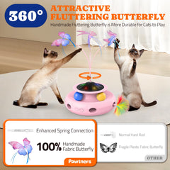 Pawtners interactive cat toy feather shoots with neon LEDs for stimulating chase