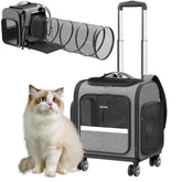 Pawtners rolling cat carrier wheels front view for smooth travel.