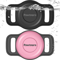 Pawtners waterproof AirTag dog collar holder keeps AirTag secure on collars during outdoor play