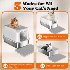 Pawtners XL cat litter box top entry view highlights privacy and spill prevention.