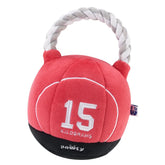 Pawty Dog Toys kettlebell plush front view, durable chew toy for daily play.