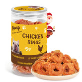 PAWUP Chicken Rings packaging close-up shows clean, protein-rich snack for dogs