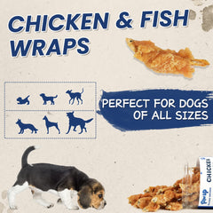 PAWUP chicken-wrapped-fish treats close-up shows protein-rich composition in each bite.