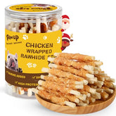 PAWUP chicken-wrapped rawhide sticks for long-lasting chewing aids dental care and stress relief