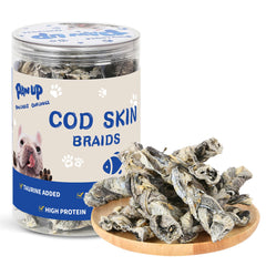 PAWUP Cod Skin Braids Pack: omega-3 rich dog treats for coat health
