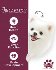 PAWUP Duck Jerky Strips label notes taurine for heart health.