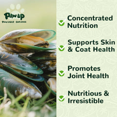 PAWUP mussels raw-like texture highlights grain-free nutrition suitable for picky eaters
