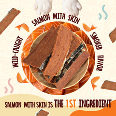 PAWUP salmon-jerky-with-skin—omega-rich bite for coat health and appetite.