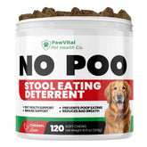 PawVital No Poo Chews closeup shows a natural coprophagia deterrent for dogs.