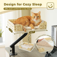 PAWZ Road cat desk bed clamp-on mount system attaches securely to desk edges.