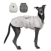 PAWZ Road dog winter coat plaid side view shows two-in-one style for indoor warmth
