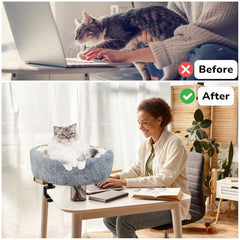 Pawzentic two-tone reversible cat bed offers dual style options for mood-matching interiors.