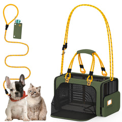 PAWZIDEA expandable-front-zip carrier shows extra space for pets during travel