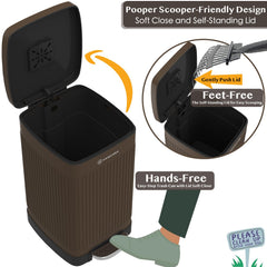 PAWZIDEA metal waste bin close-up shows durable construction.