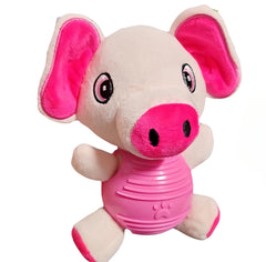PawZip pink pig squeaky toy with plush exterior for interactive play.