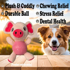 PawZip pink pig squeaky toy highlighting durable TPR interior for lasting chews.