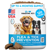 Pawzitive Pets chewable flea-tick protection bottle demonstrates convenient, all-in-one prevention.
