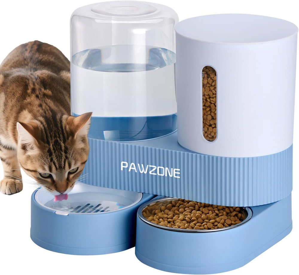 Pawzone 2 pack automatic cat feeder stainless steel for consistent meals and clean feeding.