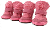 Payanwin Australia Boots pink front view with anti-slip plush paw protection for small dogs.