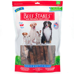 PCI Beef Stakes 1lb bag front view—natural, high-protein dog treats