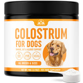 Peak Pets bovine colostrum dog tub with scoop for easy daily serving and immune support