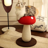 PECHVINO Mushroom Cat Scratching Post front view highlights sturdy stability for indoor play