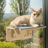 Pecute 2-in-1 window perch with solid wood frame for secure lounging.
