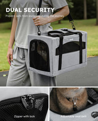 Pecute cat-carrier-double-escape-zippers prevents pet escapes during trips