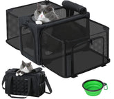 Pecute cat carrier expandable side view demonstrates travel-friendly design for cats.