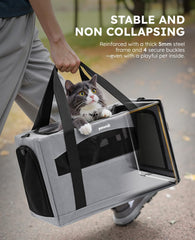 Pecute cat-carrier-framed-security keeps pets safe with reinforced frame and four buckles